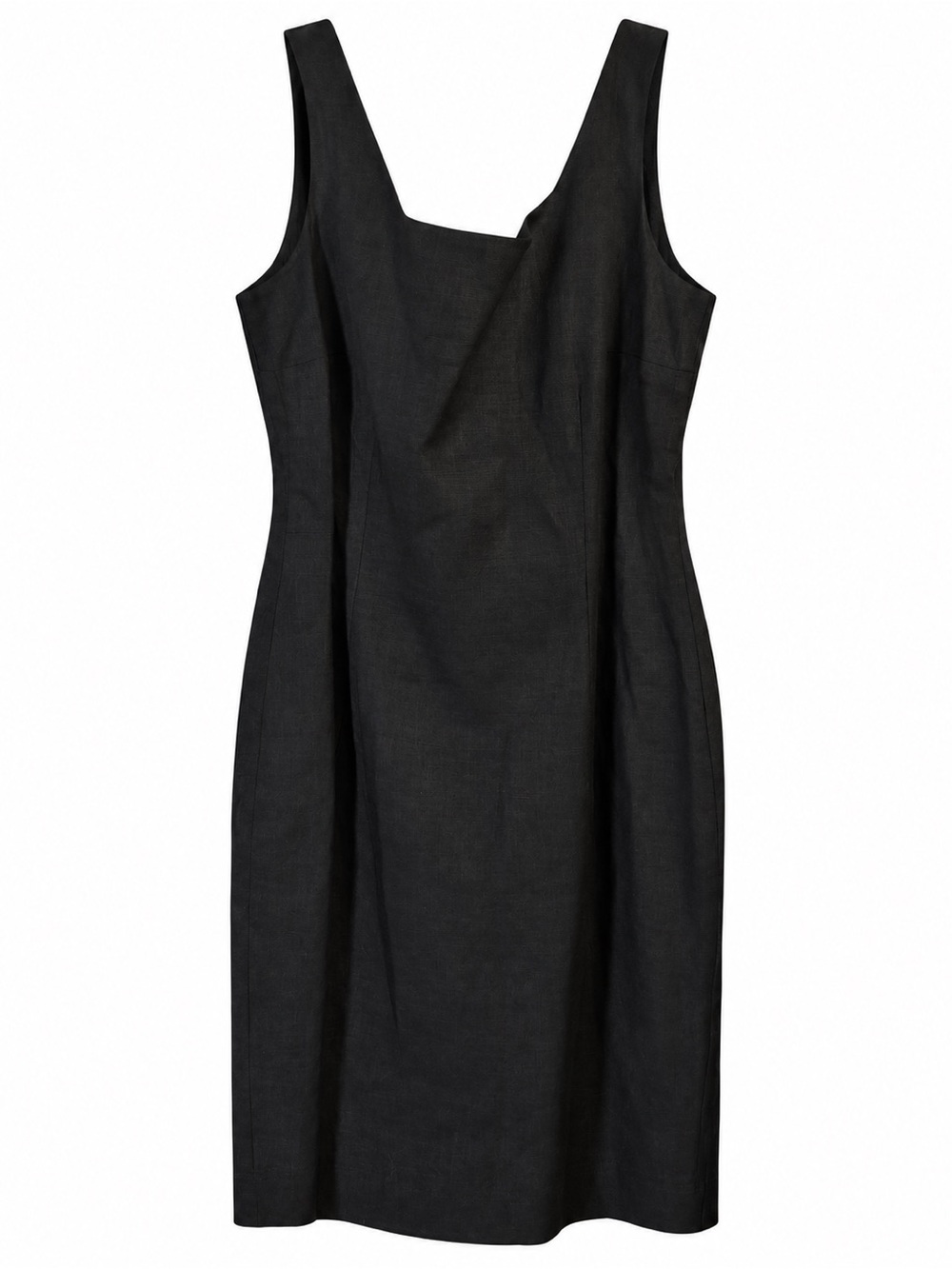 Classic Black Sleeveless Square-Neck Dress - Women's